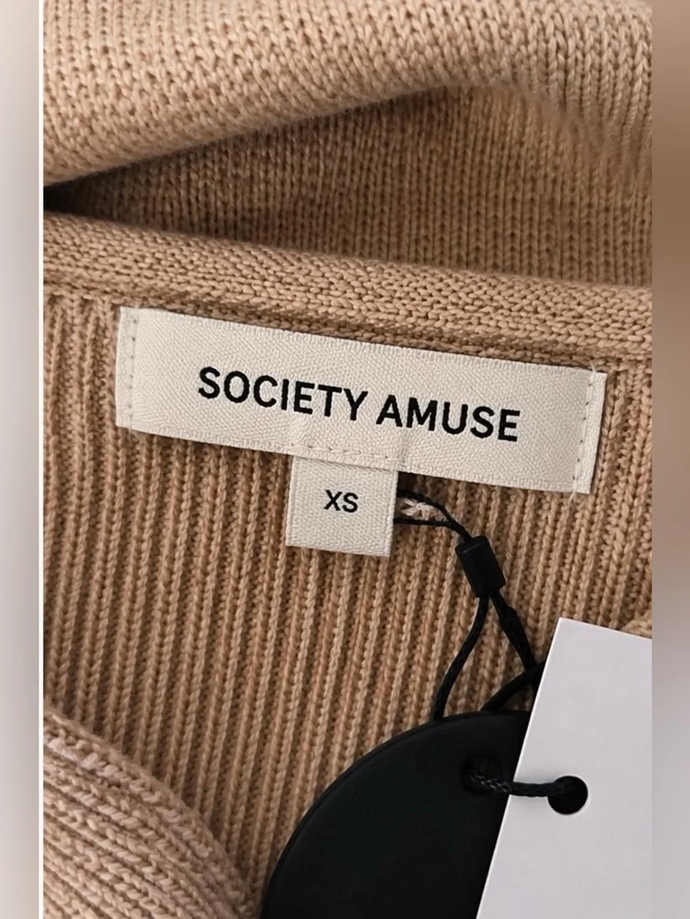 NWT Society Amuse Amita Knit Tank XS Mushroom Beige Ribbed Sweater Top